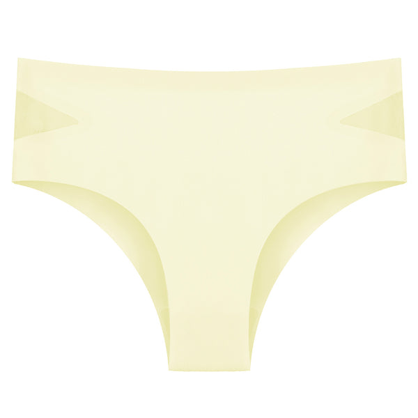 High-elastic underwear for women, solid color side mesh one-piece triangular pants