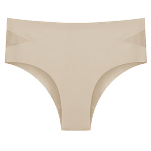 High-elastic underwear for women, solid color side mesh one-piece triangular pants