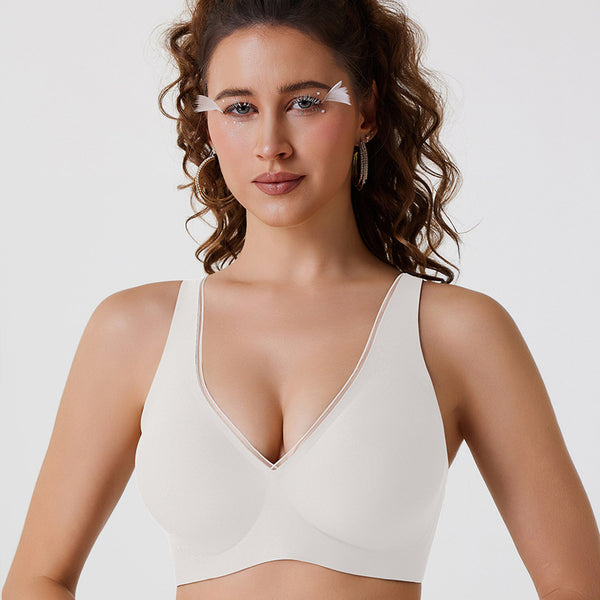 Upgraded version of the no-ring jelly bra for women's deep V gathering bra