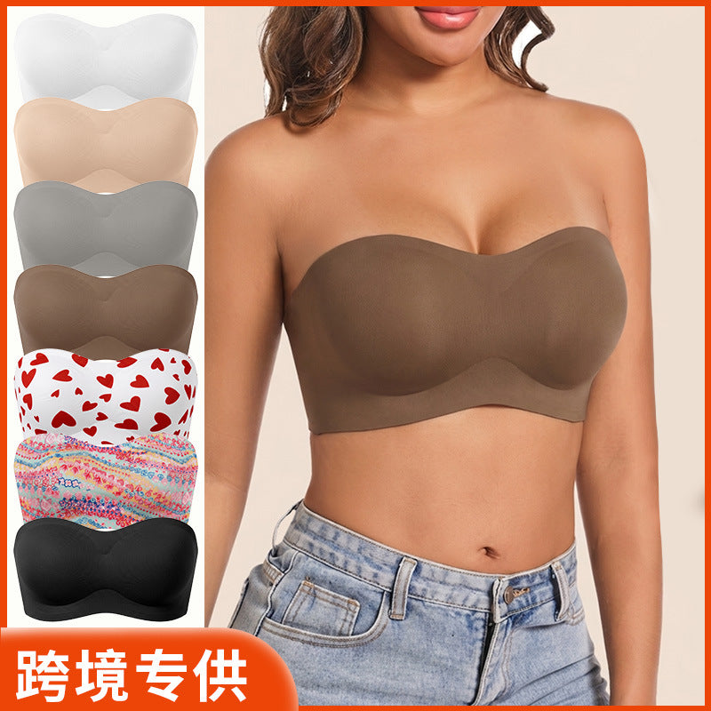 TK Anti-slip jelly Bra Women's strapless gathering bra