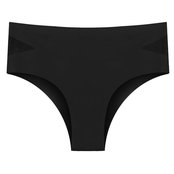 High-elastic underwear for women, solid color side mesh one-piece triangular pants