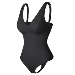 Shapewear Bodysuit Thong Shaper for Women Waist Trainer Body Shaper Deep V Neck Slimming Underwear Built-in Bra Camisoles Tops