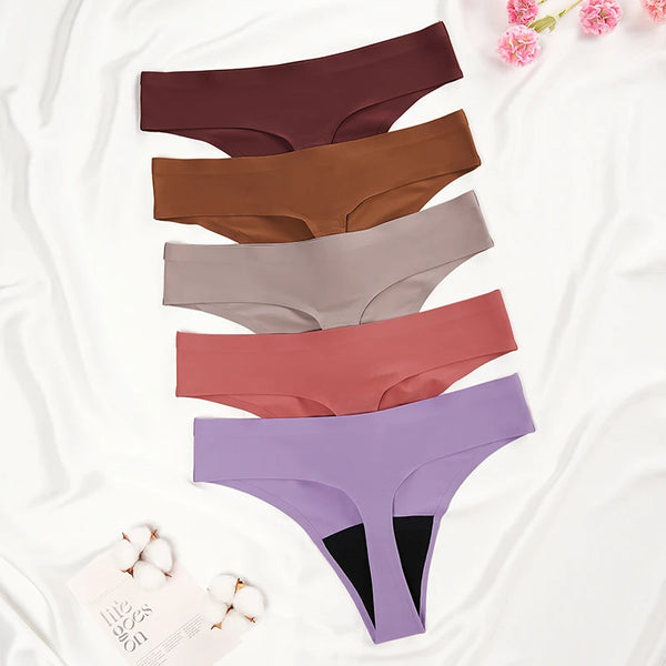 New Design Seamless Low Waist Leak Proof 4 Layer Menstrual Panties Washable Light Flow Period Panties For Women Thong