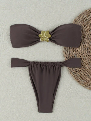 "2026 Sexy Bandeau Push-Up Bikini Set - Brazilian Thong Swimwear for Women"