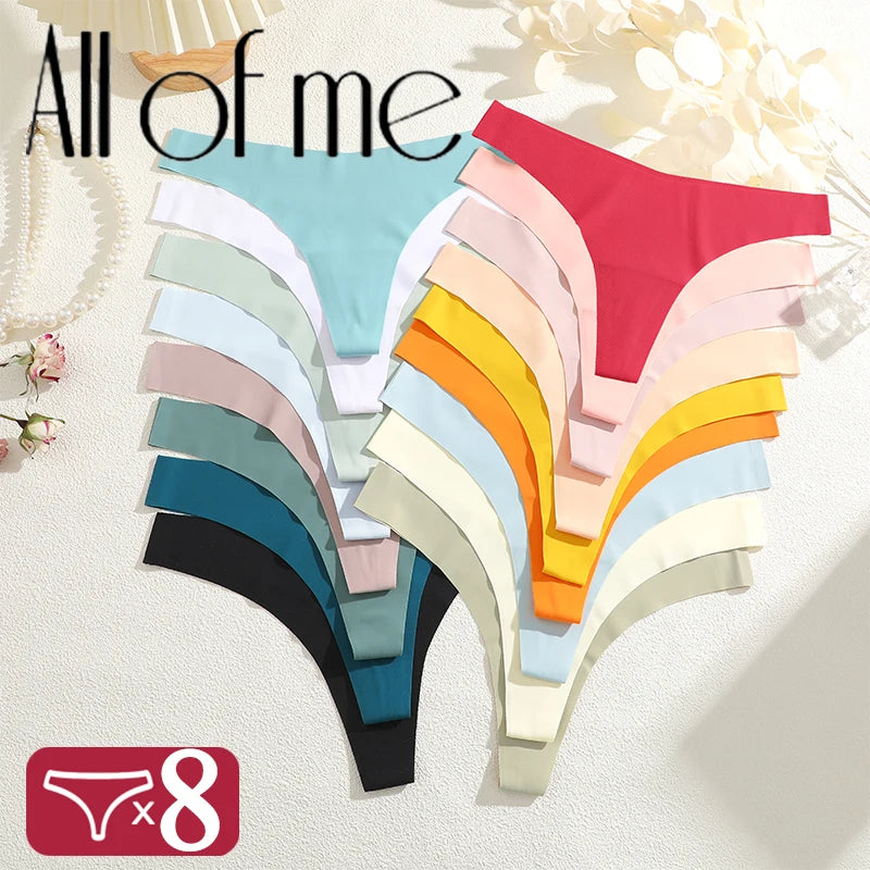 8PCS/SET Sexy G-String Underwear Female T-back Intimates Lingerie Seamless Low Waist Underpants 17 Color Lady Bikini Panty