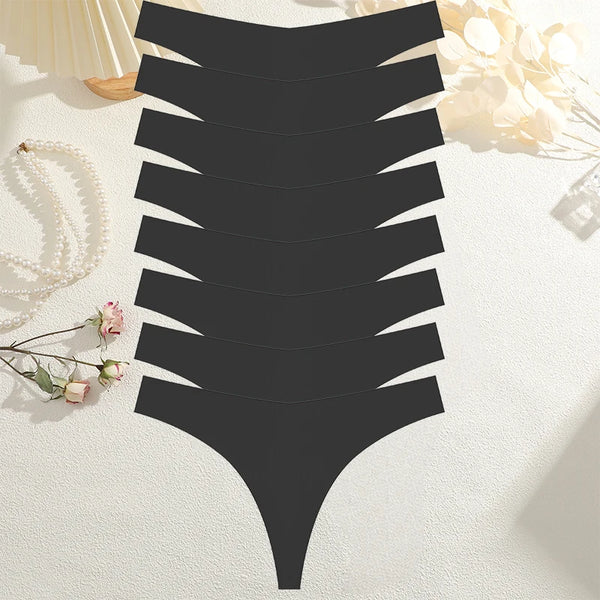 8PCS/SET Sexy G-String Underwear Female T-back Intimates Lingerie Seamless Low Waist Underpants 17 Color Lady Bikini Panty