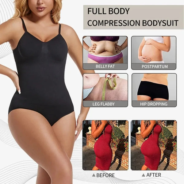 Womens Backless Bodysuits Seam-free Shapewear Thong Butt Lifter Body Shaper Slimming Camisole Tops Tummy Control Corset