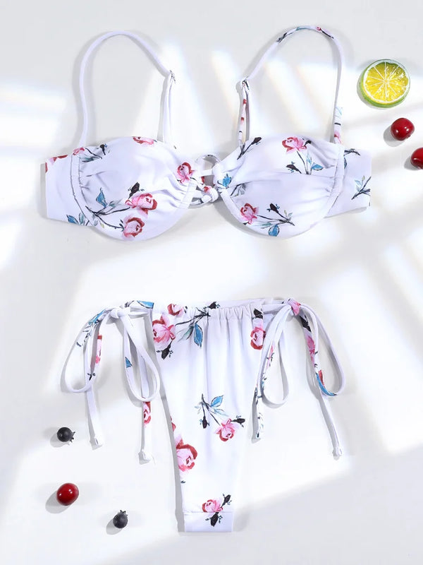 3 Pieces Bikini Set Sexy Push Up Bathing Suit Bandage Bikinis Low Waist Swimwear 2025 String Bikini Sets Women Summer swimsuit