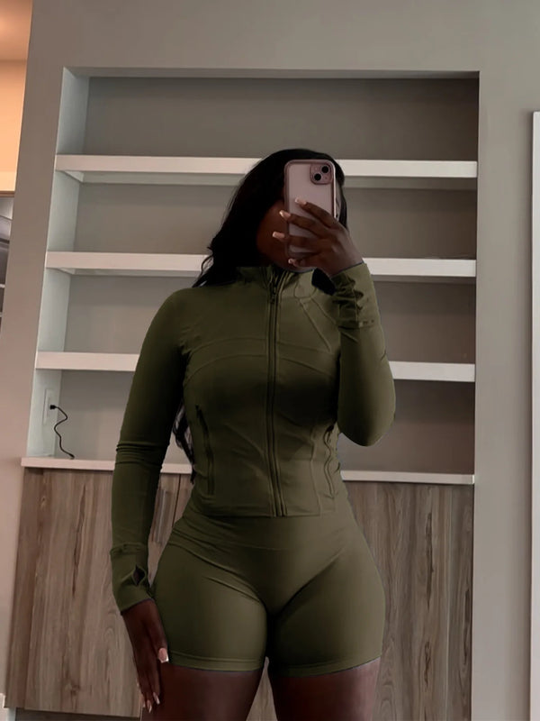 Sporty Shorts Outfit Set Sexy Women Skinny Two Pieces Club Matching Set Casual Tracksuit