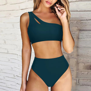 Women  2 Piece Bikini Sets Solid Color Padded High Waisted Bikini  Summer Beachwear Swimming Bathing Suits Bikini Set Femme