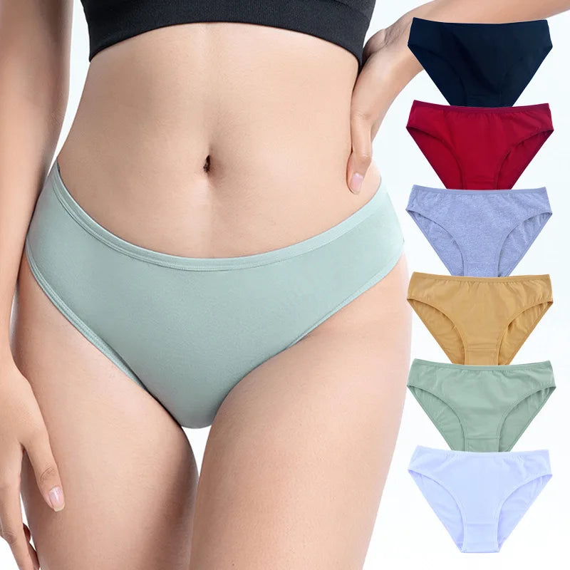 1 Pack Women Cotton Low Rise Bikini Briefs Comfort Soft Breathable Panties Solid Color Lingerie Ladies Daily Wear Underwear M-XL