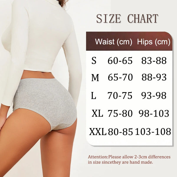 4Pcs/Set Cotton Striped Underwear Women's Plus Size High Waist Panties Lady Breathable Solid Color Briefs Soft Lingerie Shorts