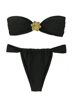 "2026 Sexy Bandeau Push-Up Bikini Set - Brazilian Thong Swimwear for Women"