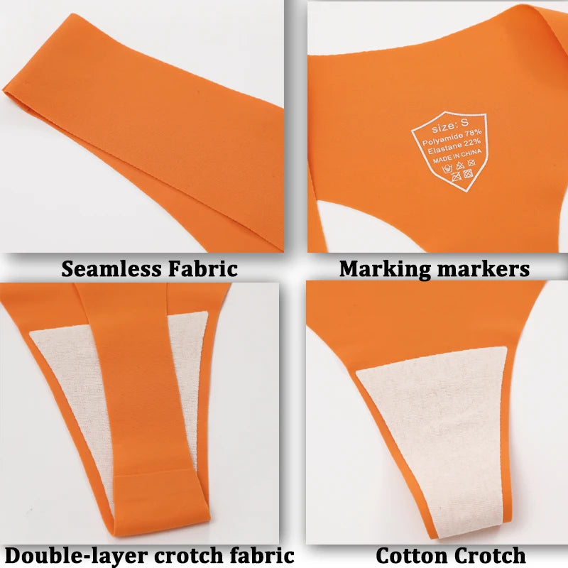 4PCS Women Seamless Ice Silk Thongs Sexy Low Waist Panties Ultra Thin Breathable T-Back Underwear No Trace Intimates Lingerie
