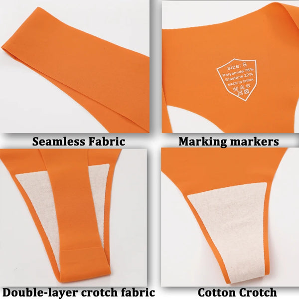 4PCS Women Seamless Ice Silk Thongs Sexy Low Waist Panties Ultra Thin Breathable T-Back Underwear No Trace Intimates Lingerie