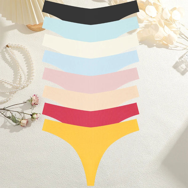 8PCS/SET Sexy G-String Underwear Female T-back Intimates Lingerie Seamless Low Waist Underpants 17 Color Lady Bikini Panty