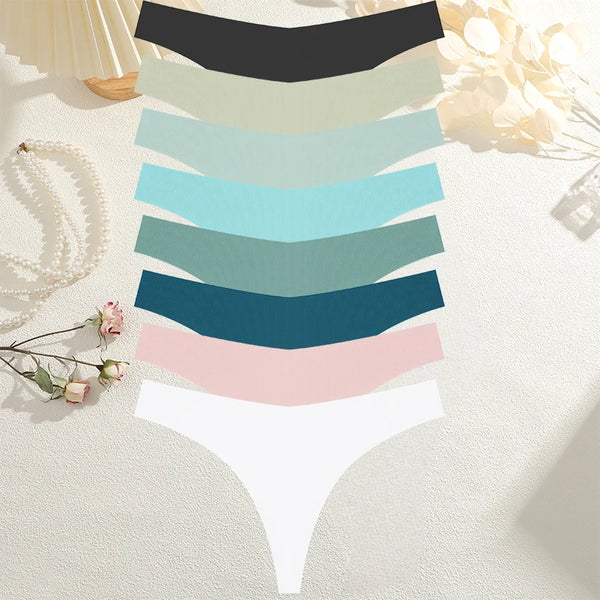 8PCS/SET Sexy G-String Underwear Female T-back Intimates Lingerie Seamless Low Waist Underpants 17 Color Lady Bikini Panty
