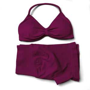 Seamless 2 Pieces Strappy Yoga Halter Bras Sets Scrunch Butt Sports Shorts Quick Dry Backless Gym Crop Tops with Pad Push Up Set