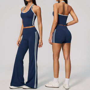 2 Pieces Workout Suit Women Yoga Outfits Athletic Wear Shockproof Halter Sports Bra High Waist Butt Lift Yoga Pants Fitness Suit