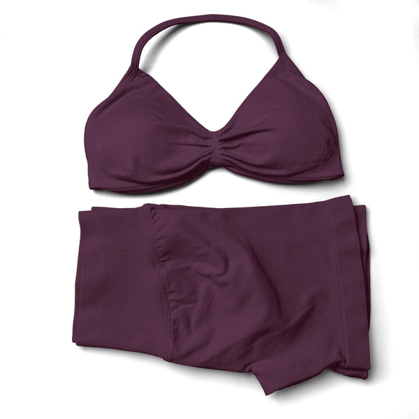 2 Pieces Gym Set Women Workout Clothes Scrunch Shorts Set Halter Sports Bra Fitness Top Woman Sportswear Yoga Set Outfits