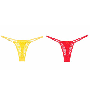 ALLTOOALL 2PCS/SET Women's Adjustable Strap Lace Thongs Briefs Low Waist Sexy Transparent Underwear Female Breathable Underpants