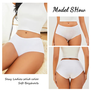 4Pcs/Set Cotton Striped Underwear Women's Plus Size High Waist Panties Lady Breathable Solid Color Briefs Soft Lingerie Shorts