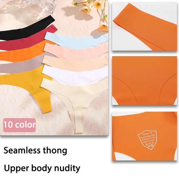 8PCS/SET Sexy G-String Underwear Female T-back Intimates Lingerie Seamless Low Waist Underpants 17 Color Lady Bikini Panty