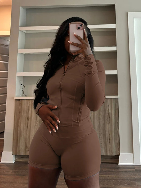 Sporty Shorts Outfit Set Sexy Women Skinny Two Pieces Club Matching Set Casual Tracksuit