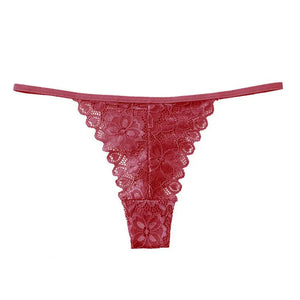 Summer Panties Women Low Rise Cotton T-Shape Panties Crochet Lace Hollow Out Breathable Thong Women Briefs Thin