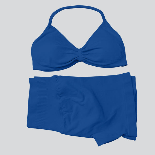 2 Pieces Gym Set Women Workout Clothes Scrunch Shorts Set Halter Sports Bra Fitness Top Woman Sportswear Yoga Set Outfits