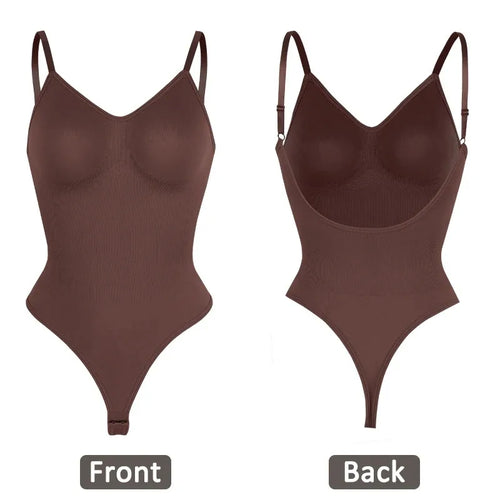 Womens Backless Bodysuits Seam-free Shapewear Thong Butt Lifter Body Shaper Slimming Camisole Tops Tummy Control Corset