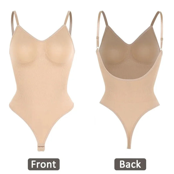 Womens Backless Bodysuits Seam-free Shapewear Thong Butt Lifter Body Shaper Slimming Camisole Tops Tummy Control Corset