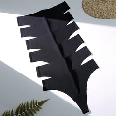 TrowBridge 6PCS/Set Women's Panties Black Female Thongs Breathable Underwear Sexy Lingerie Sports Comfortable Seamless G-Strings