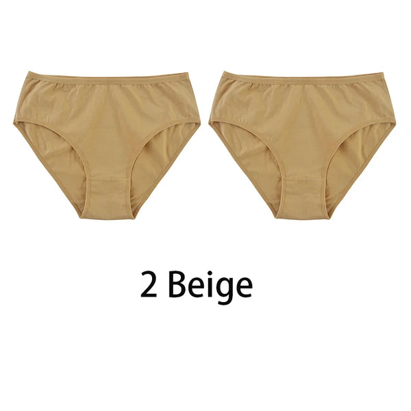 2PCS/Set Women Sexy Cotton Panties Big Size Comfort Underwear Female Plus Size Underpants Girls Soft Briefs Lingerie 8815