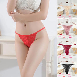 Summer Panties Women Low Rise Cotton T-Shape Panties Crochet Lace Hollow Out Breathable Thong Women Briefs Thin