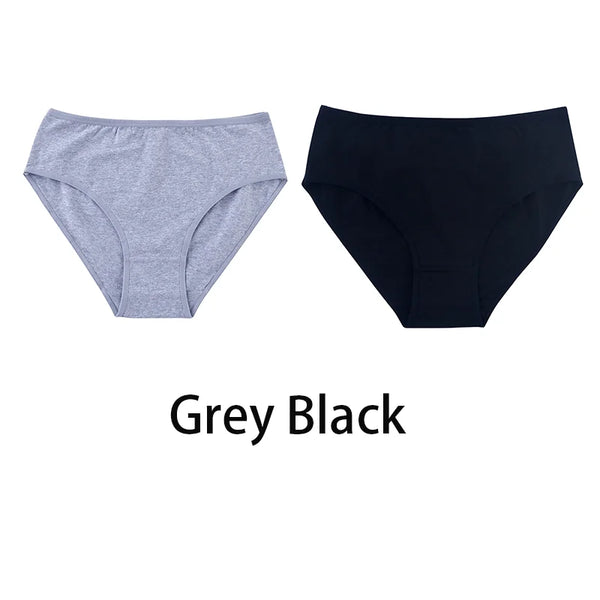 2PCS/Set Women Sexy Cotton Panties Big Size Comfort Underwear Female Plus Size Underpants Girls Soft Briefs Lingerie 8815