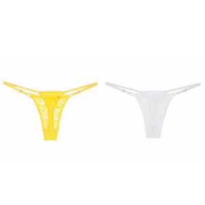 ALLTOOALL 2PCS/SET Women's Adjustable Strap Lace Thongs Briefs Low Waist Sexy Transparent Underwear Female Breathable Underpants