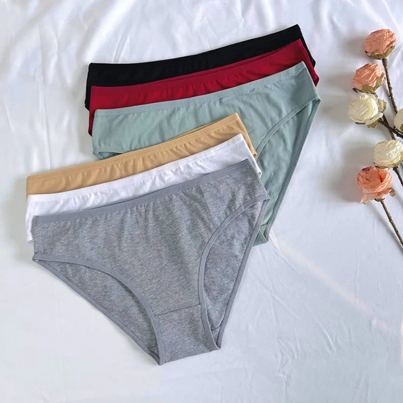 1 Pack Women Cotton Low Rise Bikini Briefs Comfort Soft Breathable Panties Solid Color Lingerie Ladies Daily Wear Underwear M-XL