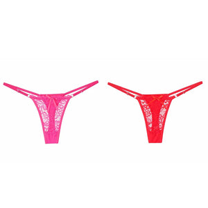 ALLTOOALL 2PCS/SET Women's Adjustable Strap Lace Thongs Briefs Low Waist Sexy Transparent Underwear Female Breathable Underpants