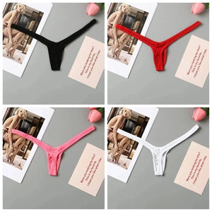 4PCS Thong Sexy Low Waist Mini Panties Deep V Thong Women's Breathable One Line Bikini Bottom Thong Female Panty Women Underwear