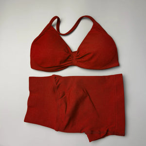 2 Pieces Gym Set Women Workout Clothes Scrunch Shorts Set Halter Sports Bra Fitness Top Woman Sportswear Yoga Set Outfits