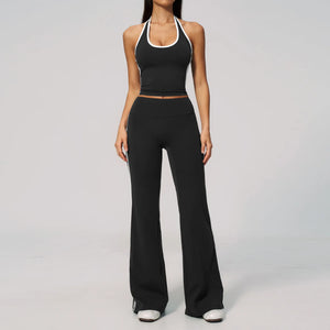 2 Pieces Workout Suit Women Yoga Outfits Athletic Wear Shockproof Halter Sports Bra High Waist Butt Lift Yoga Pants Fitness Suit