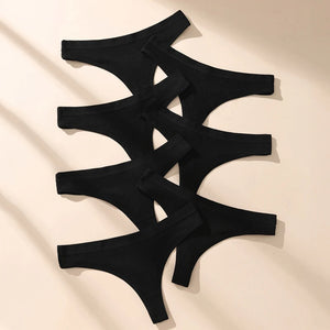 7Pcs Women Cotton Thongs Panties Striped Underwear Sexy Underpants Black Panty Soft G-Strings Plus Size Tanga Female Lingerie
