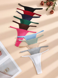 11Pcs Sexy Women‘s Thongs Low Waist Panties Underwear Solid Girls Briefs Cotton G-String Breathable Ladies Panty Female Lingerie