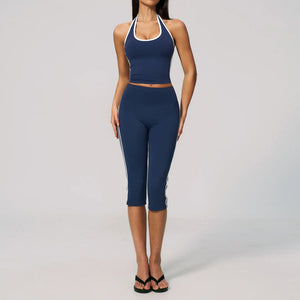 2 Pieces Workout Suit Women Yoga Outfits Athletic Wear Shockproof Halter Sports Bra High Waist Butt Lift Yoga Pants Fitness Suit