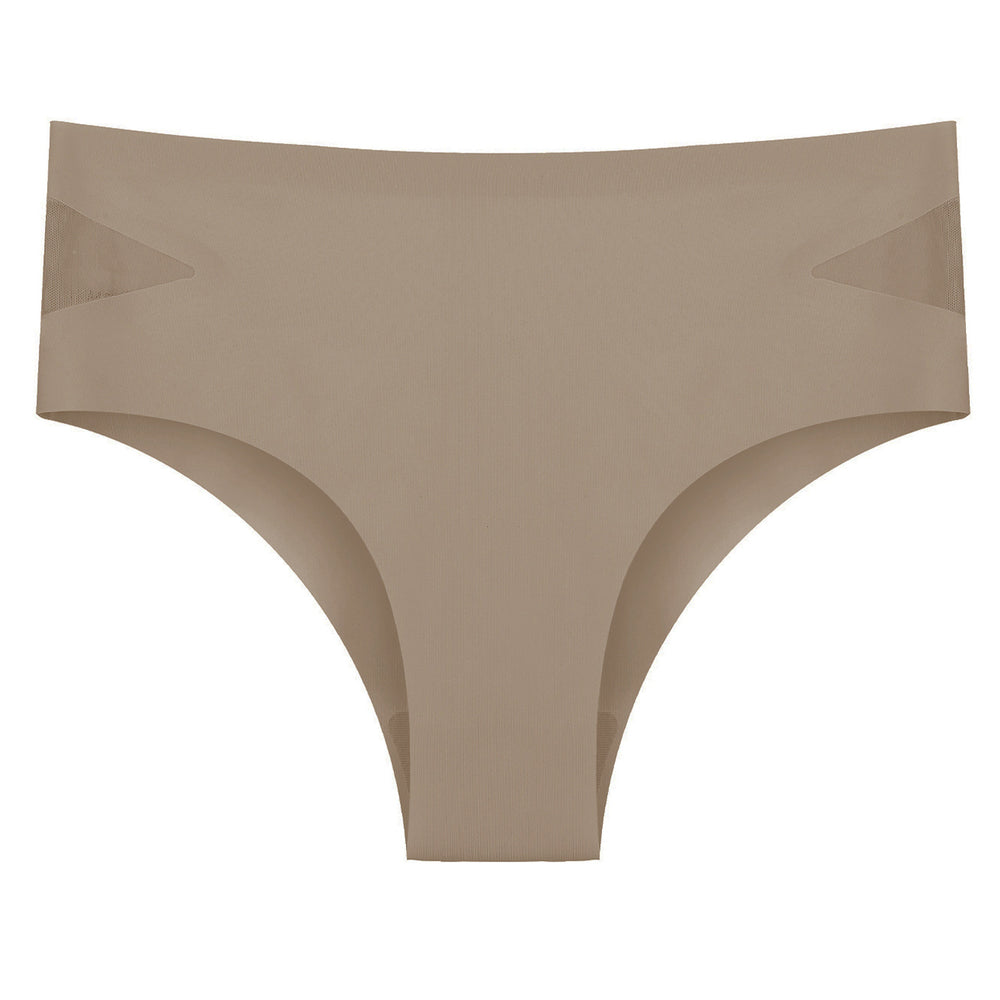 High-elastic underwear for women, solid color side mesh one-piece triangular pants