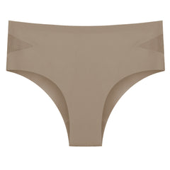 High-elastic underwear for women, solid color side mesh one-piece triangular pants