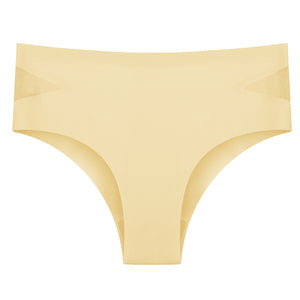 High-elastic underwear for women, solid color side mesh one-piece triangular pants