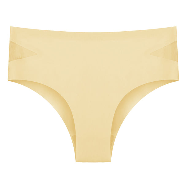High-elastic underwear for women, solid color side mesh one-piece triangular pants